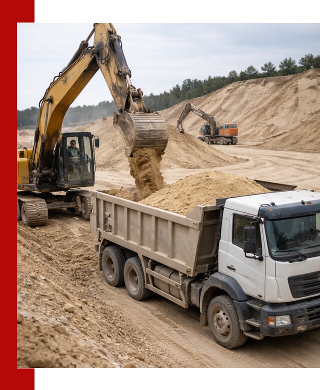 Доставка карьерного песка с самосвалами и разгрузкой в Щербинке