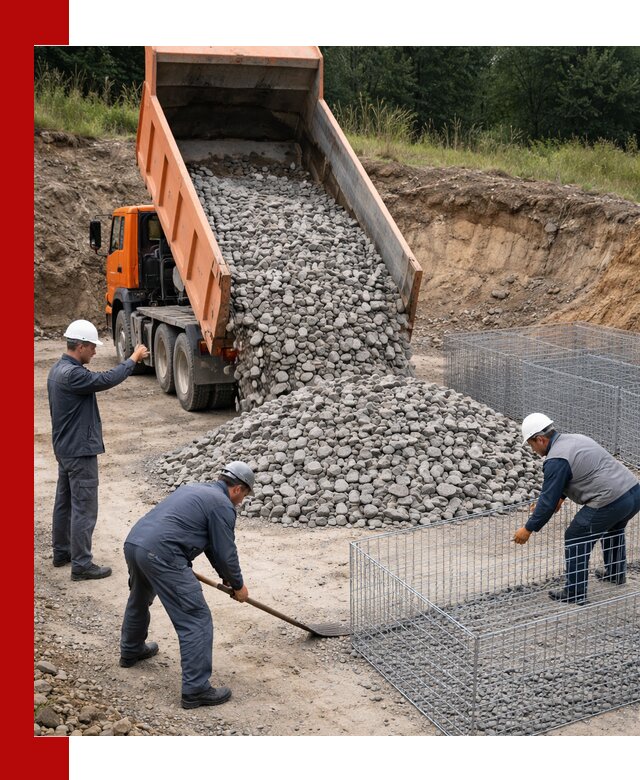 Камень для габионов с доставкой в Щербинке быстро и надёжно