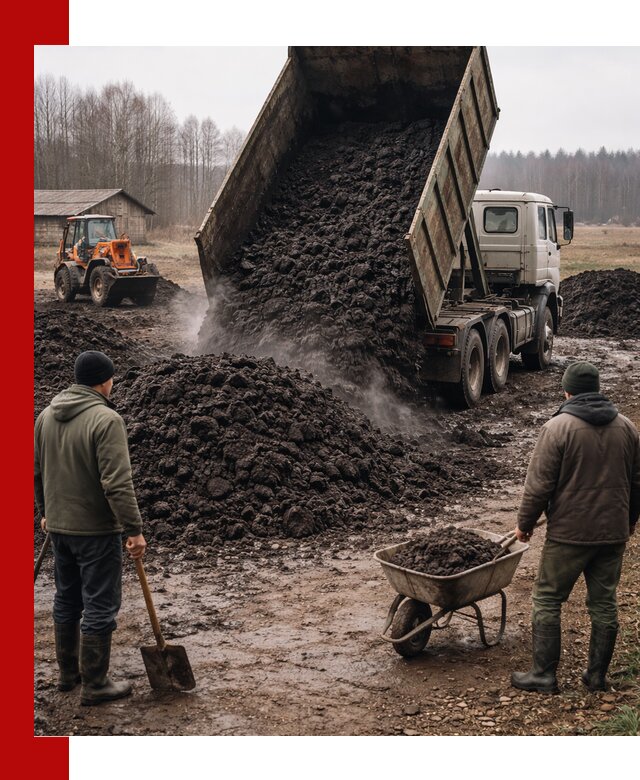 Доставка низинного торфа с разгрузкой и доставкой в Щербинке