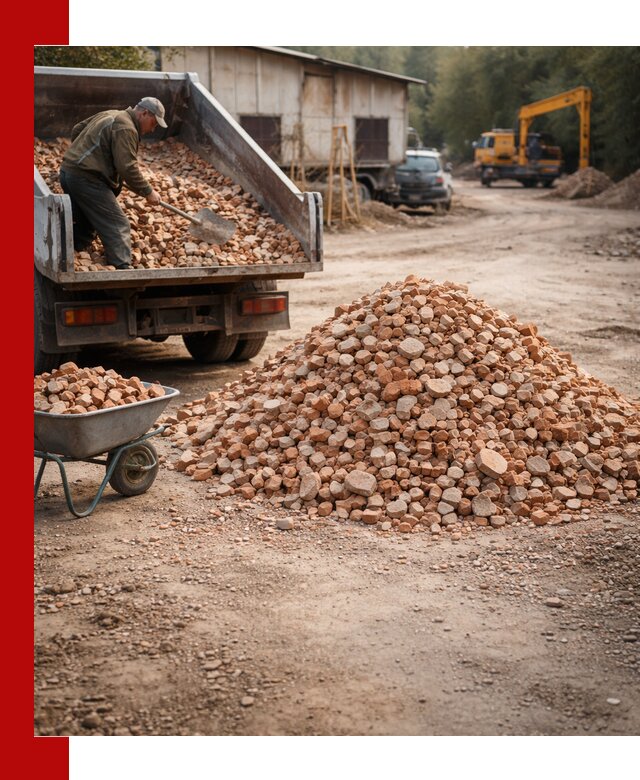 Доставка и подушка из боя кирпича с разгрузкой в Щербинке