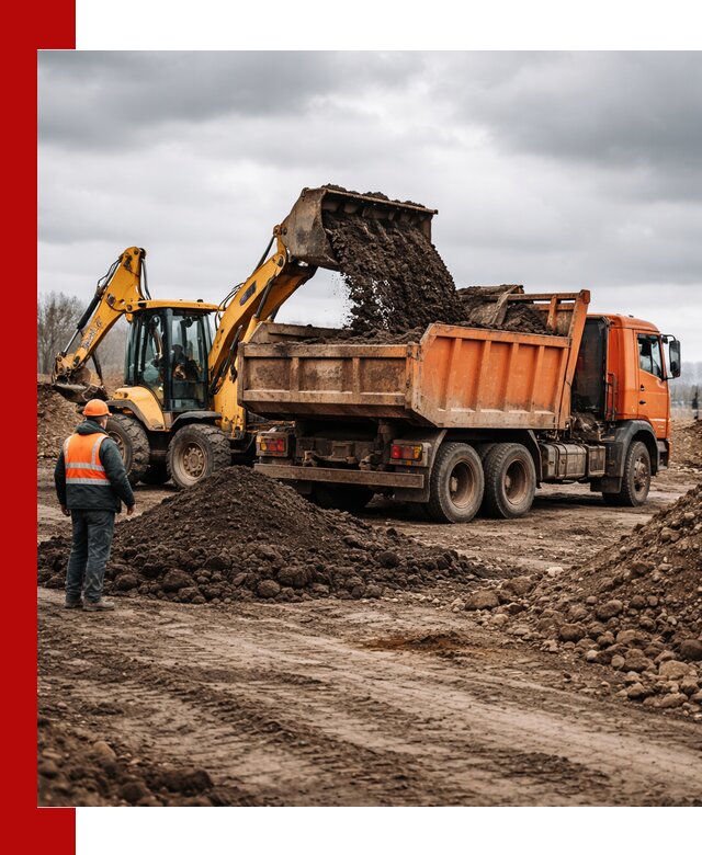 Вывоз грунта и строительного мусора в Щербинке грузовыми самосвалами