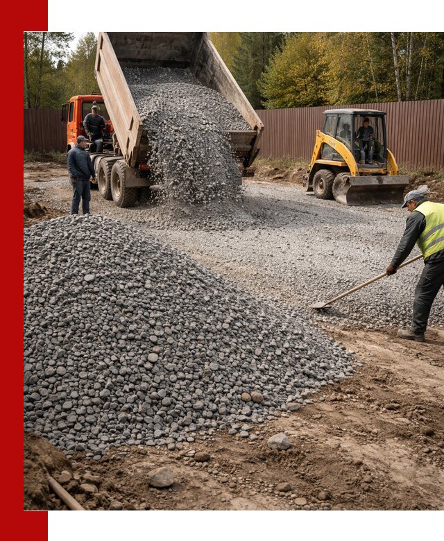 Отсыпка участка щебнем с доставкой и уплотнением в Щербинке